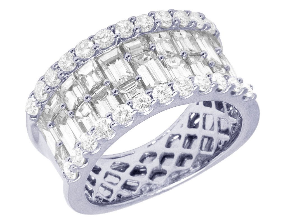 Baguette wedding band white 2025 gold