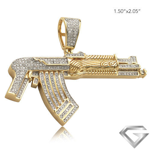 10K Yellow Gold Diamond Ak-47 Gun Pendant – Giggy Jewellery