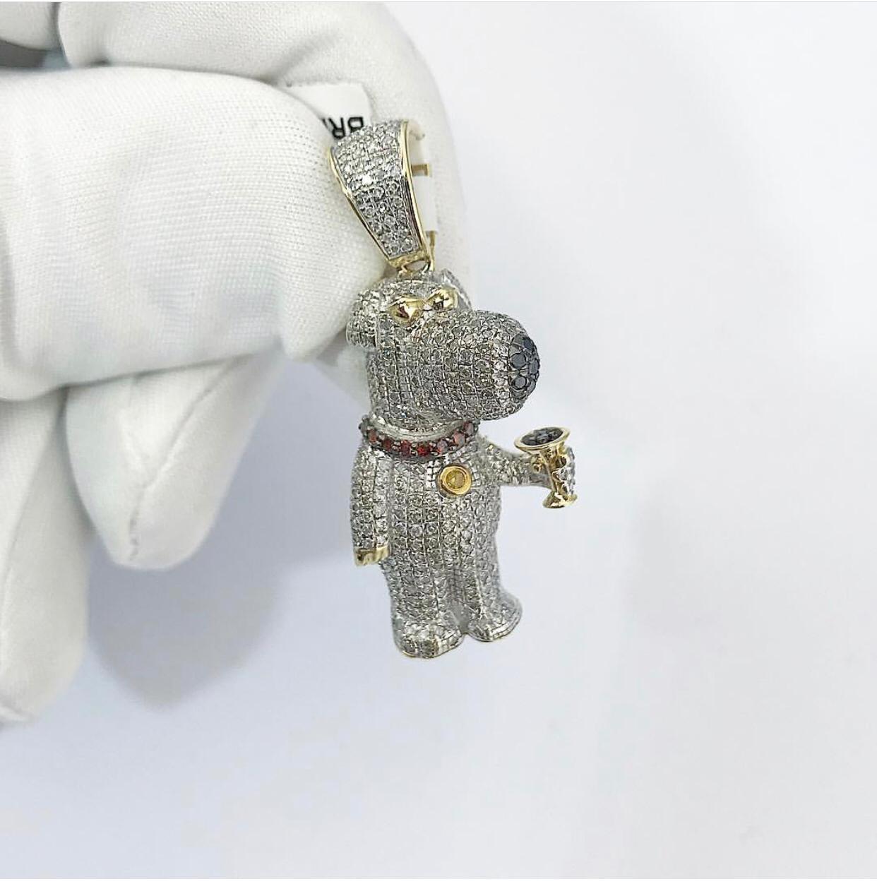 Yellow Gold Diamond Cartoon Brian Pendant 10ct