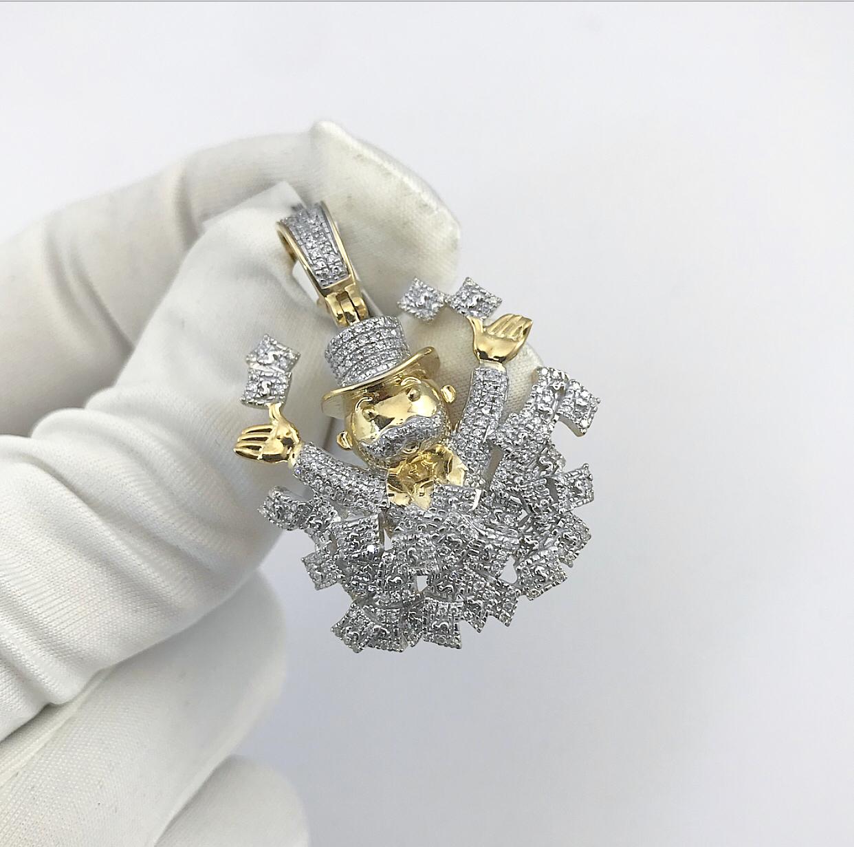 Yellow Gold Diamond Cartoon Mr Millionaire Pendant 10ct