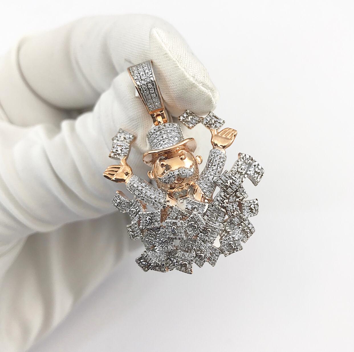 Yellow Gold Diamond Cartoon Mr Millionaire Pendant 10ct