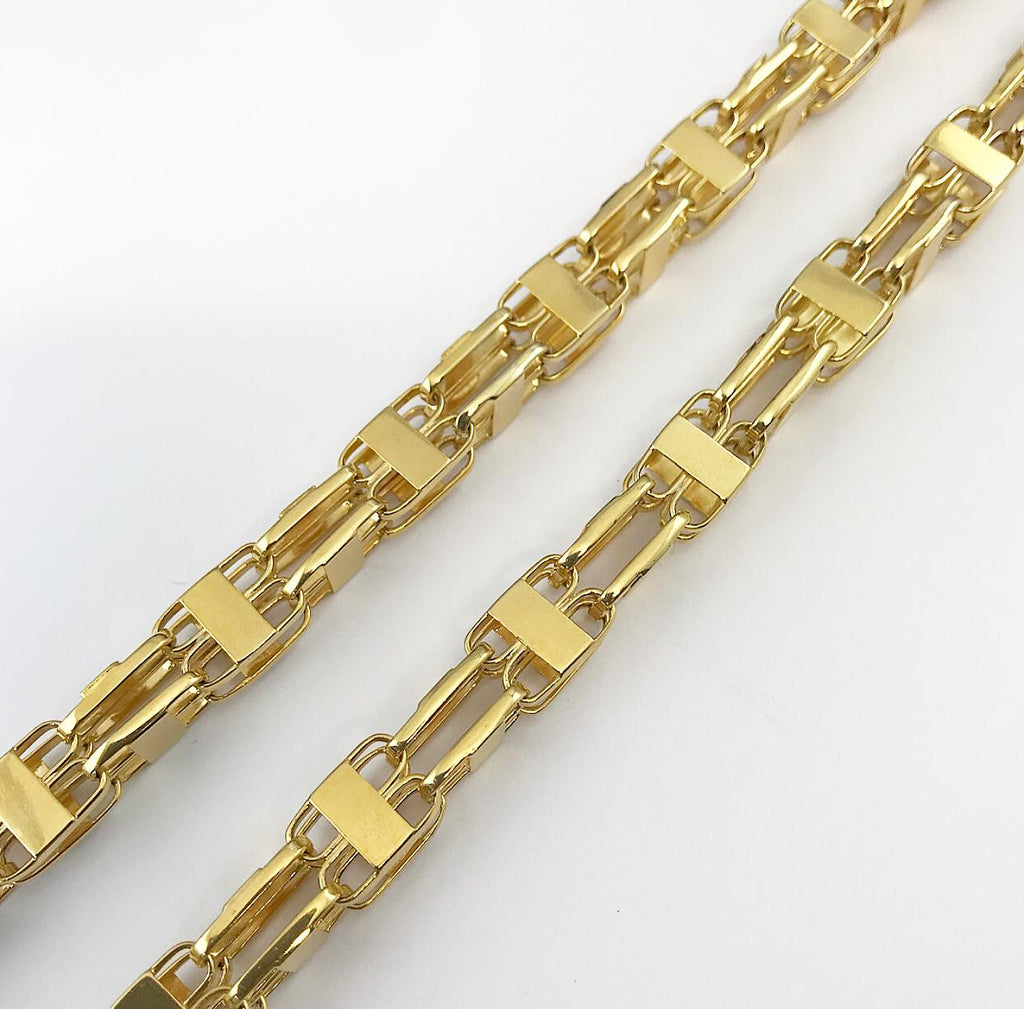 9ct 8.5mm Yellow Gold Cage Chain Bracelet Solid Giggy Jewellery