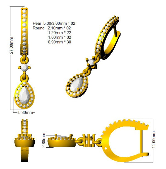 Earring 18 KT Yellow Gold