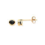 9ct Y/G 3.8mm Black Sapphire Rubover Studs