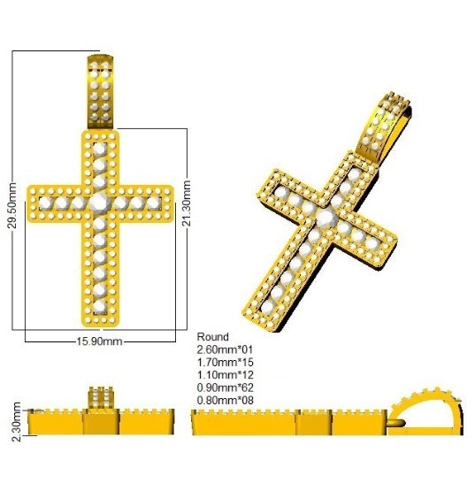 Cross 9 KT White Gold