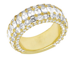 14K Yellow Gold Emerald 7.5ct Diamond Band Ring
