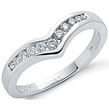 9ct White Gold 0.25ct Diamond Wishbone Ring