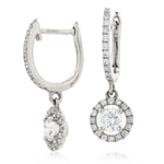 Round Halo Drop Earrings 1.05ct