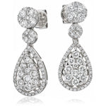 Pear Shape Diamond Cluster Earrings 1.90ct