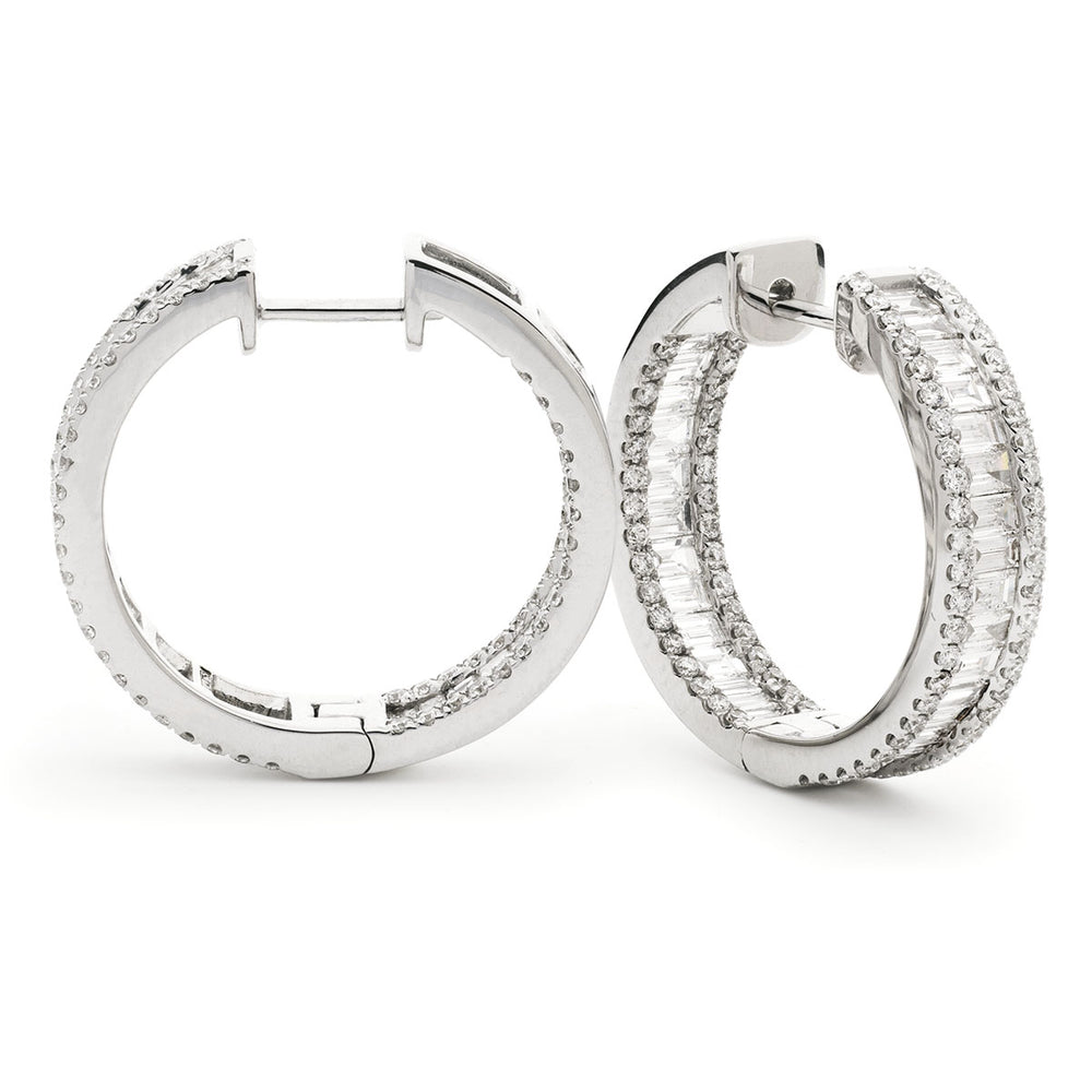 Round and Baguette Hoops 1.85ct