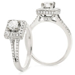 Princess Cut Halo Engagement Ring With Split Shoulders 0.90ct