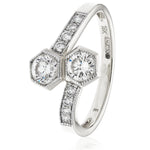 Rubover Set 2 Stone Ring 0.60ct