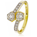 Rubover Set 2 Stone Ring 0.60ct