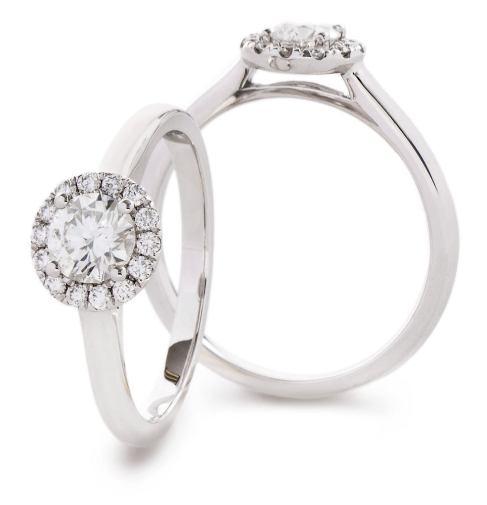 Claw Set Halo Engagement Ring 0.65ct