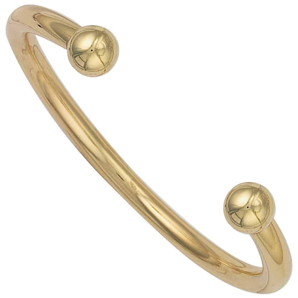 Gents 9ct Yellow Gold Solid 6mm Torque Bangle