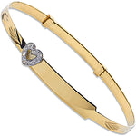 9ct Yellow Gold Cubic Zirconia Heart D/C Expandable Baby Bangle