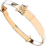 9ct Yellow Gold Expandable Baby ID Bangle With Teddy on ID