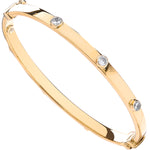 9ct Yellow Gold Hollow Oval Baby Cubic Zirconia Bangle