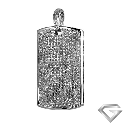 10K White Gold 1.00ctw Diamond Dogtag Pendant