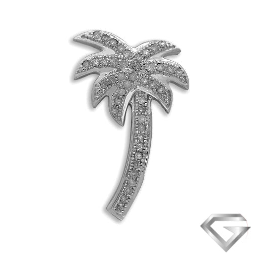 10K White Gold 0.25ctw Diamond Palm Tree Pendant