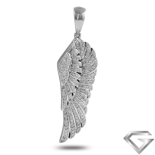 10K White Gold 1.50ctw Diamond Angel Wing Pendant