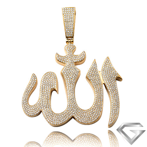 14K Yellow Gold 5.00ctw Diamond Allah Pendant