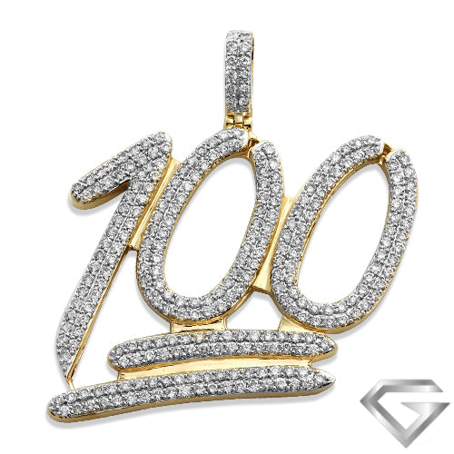 10K Yellow Gold 5.25ctw Diamond "100" Pendant