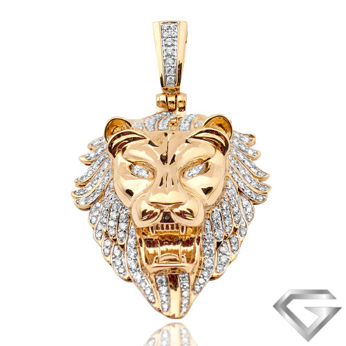 10K Yellow Gold 5.50ctw Diamond Lion Head Pendant