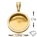 14K Yellow Gold 1.10ctw Diamond Memorial Pendant - Single Row Border(Picture / Photo Pendants)
