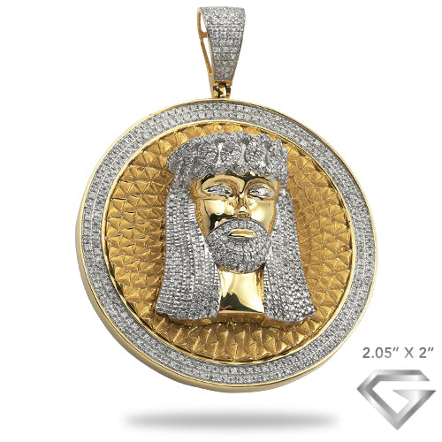 10K Yellow Gold 1.25ctw Diamond Miami Cuban Jesus Medallion - Spike Background