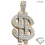 14K Yellow Gold 2.50ctw Diamond $Dollar Sign Pendant - Woven Design