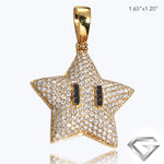 14K Yellow Gold 2.75ctw Diamond Star Emoji Pendant With Black Diamond Eyes