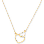 9ct Yellow Gold Rolo Chain With Two Hearts, Adjustable from 18" to 16"/14"