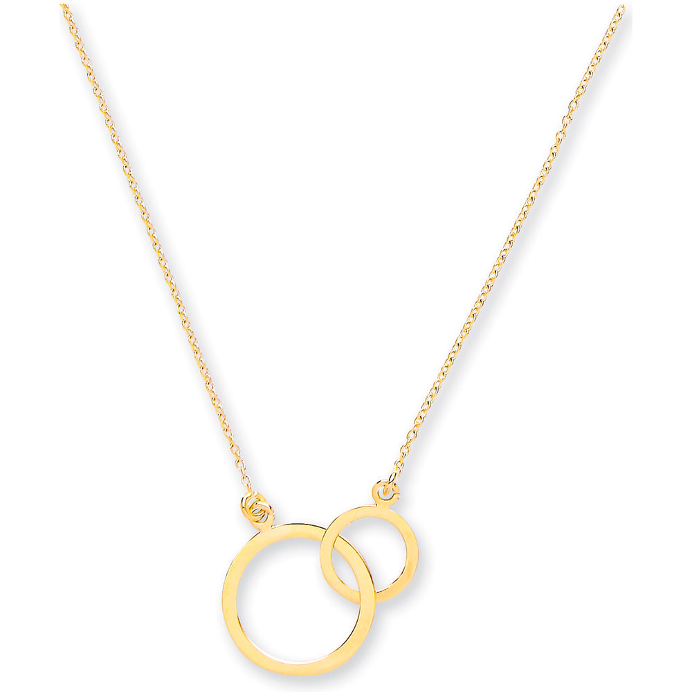 9ct Yellow Gold Rolo Chain With Two Circles, Adjustable from 18" to 16"/14"