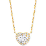 9ct Yellow Gold Heart Halo Style CZ (Cubic Zirconia) Pendant on 18" Chain