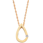 9ct Yellow Gold 0.04ct Diamond Tear Drop Pendant with 18in/45cm Chain