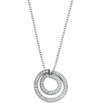 Womens 9ct White Gold 0.31ct Diamond Circle Pendant Necklace with 18in/45cm Chain