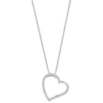 Womens 9ct White Gold 0.12ct Diamond Heart Pendant Necklace with 18in/45cm Chain