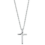 Womens 9ct White Gold 0.04ct Diamond Cross Pendant Necklace with 18in/45cm Chain