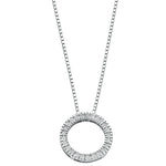 Womens 9ct White Gold 0.25ct Diamond Circle Pendant Necklace with 18in/45cm Chain