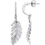 9ct White Gold Feather Drop 0.40ctw Diamond Earrings