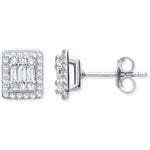 18ct White Gold Rectangular Studs Set with 0.50ctw Diamonds