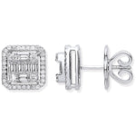 18ct White Gold 0.90ctw Round and Baguette Diamond Studs