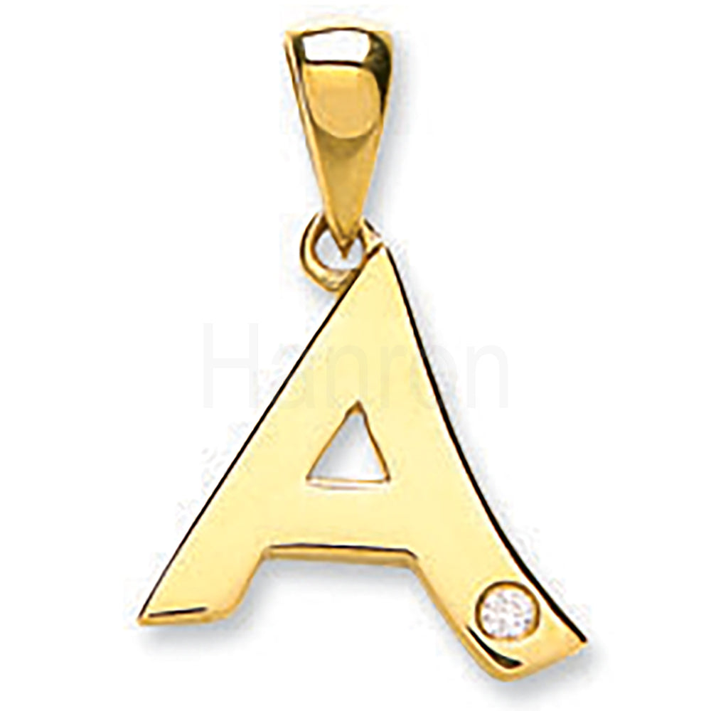 9ct Yellow Gold 0.01ct Diamond A Letter Pendant