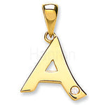 9ct Yellow Gold 0.01ct Diamond A Letter Pendant