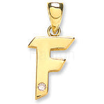 9ct Yellow Gold 0.01ct Diamond F Letter Pendant