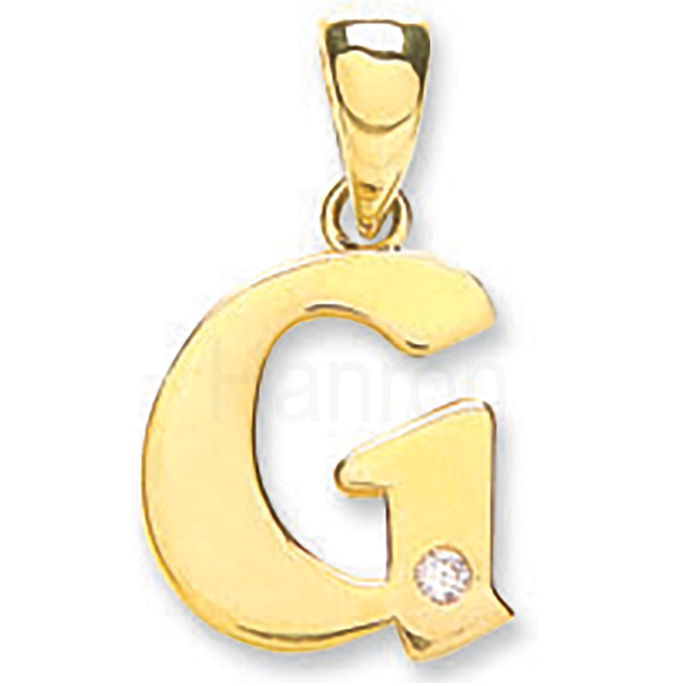 9ct Yellow Gold 0.01ct Diamond G Letter Pendant