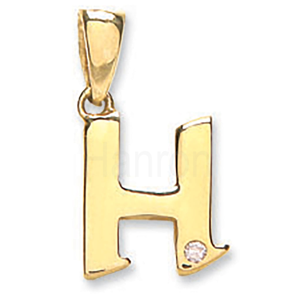 9ct Yellow Gold 0.01ct Diamond H Letter Pendant