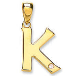 9ct Yellow Gold 0.01ct Diamond K Letter Pendant
