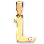 9ct Yellow Gold 0.01ct Diamond L Letter Pendant